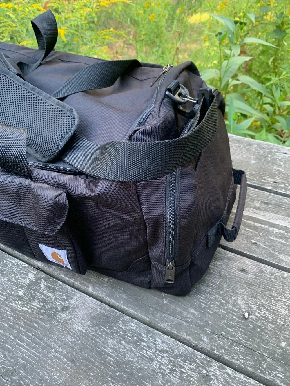 Carhartt Black Canvas Duffel with Dual Front Pockets